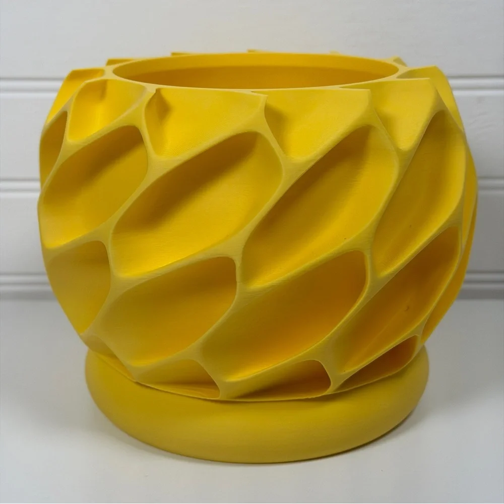 Modern Geometric  Indoor Planter Pot, Exo Planter Pot, Organic Carved Design